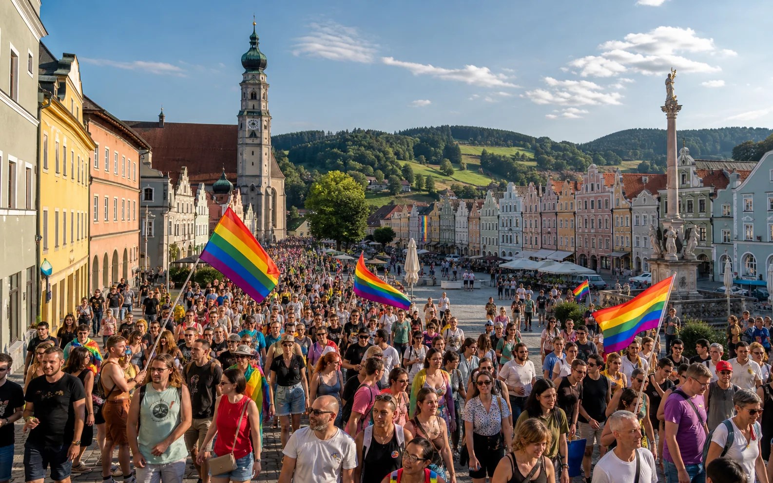 KI-generierte redaktionelle Szene zu CSD Bayern 2026: bestätigte Resttermine und offene Details