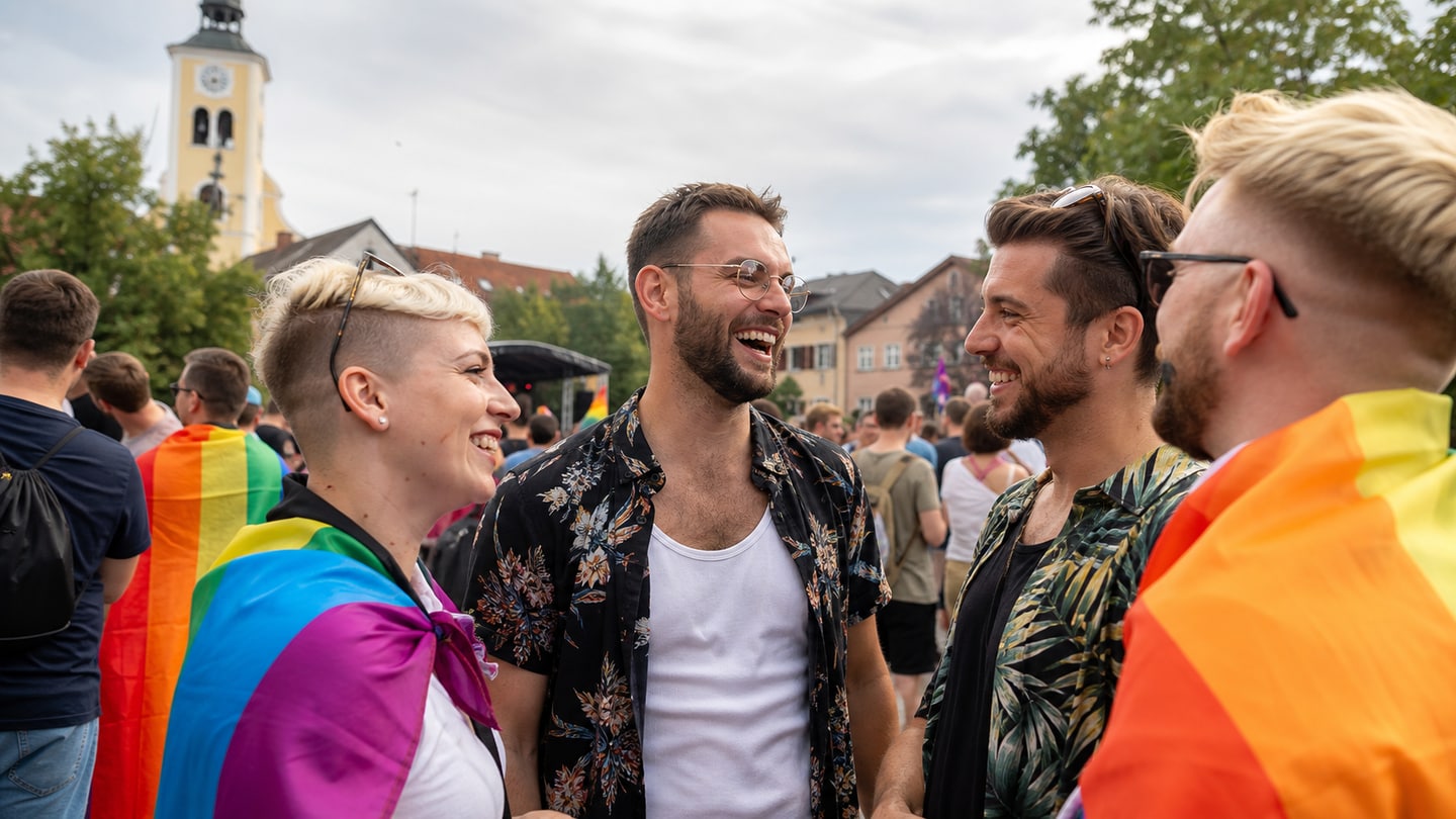 KI-generierte redaktionelle Szene zu CSD Freilassing 2026; keine Aufnahme der Veranstaltung