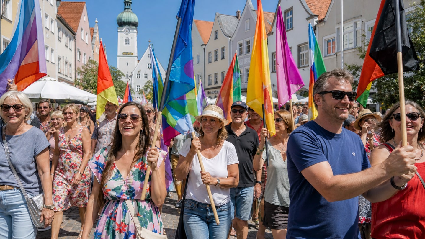 KI-generierte redaktionelle Szene zu CSD Pfaffenhofen 2026; keine Aufnahme der Veranstaltung