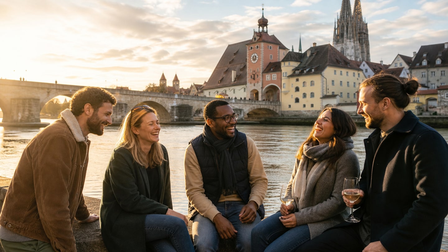 KI-generierte redaktionelle Szene zu Gay Regensburg: Stammtische, Hochschule und Pride