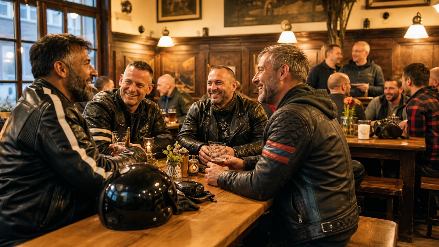 KI-generierte redaktionelle Szene zu IsarBiker Stammtisch; keine Aufnahme der Veranstaltung
