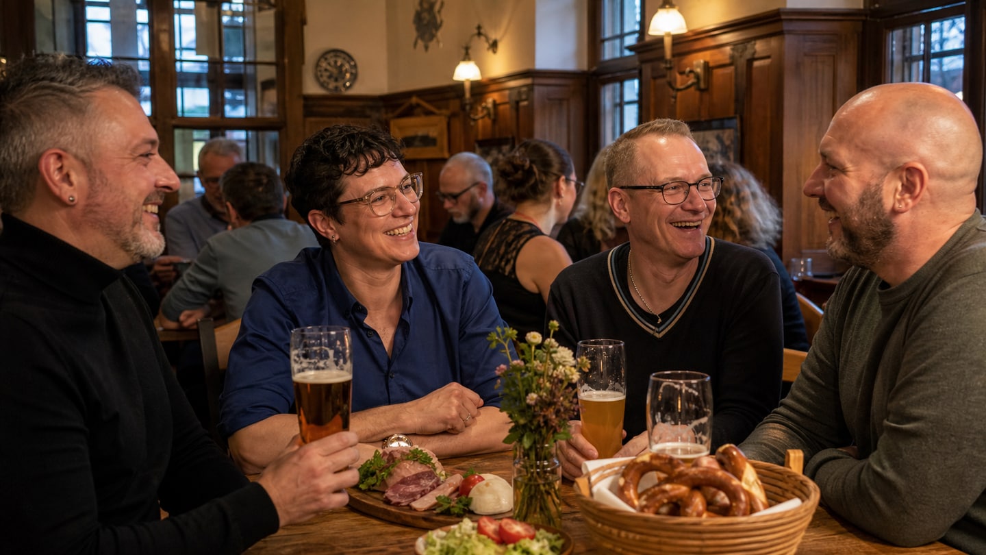 KI-generierte redaktionelle Szene zu IsarBiker Stammtisch; keine Aufnahme der Veranstaltung