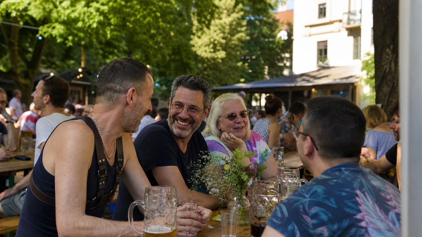 KI-generierte redaktionelle Szene zu MLC Biergarteln am Bavariapark; keine Aufnahme der Veranstaltung