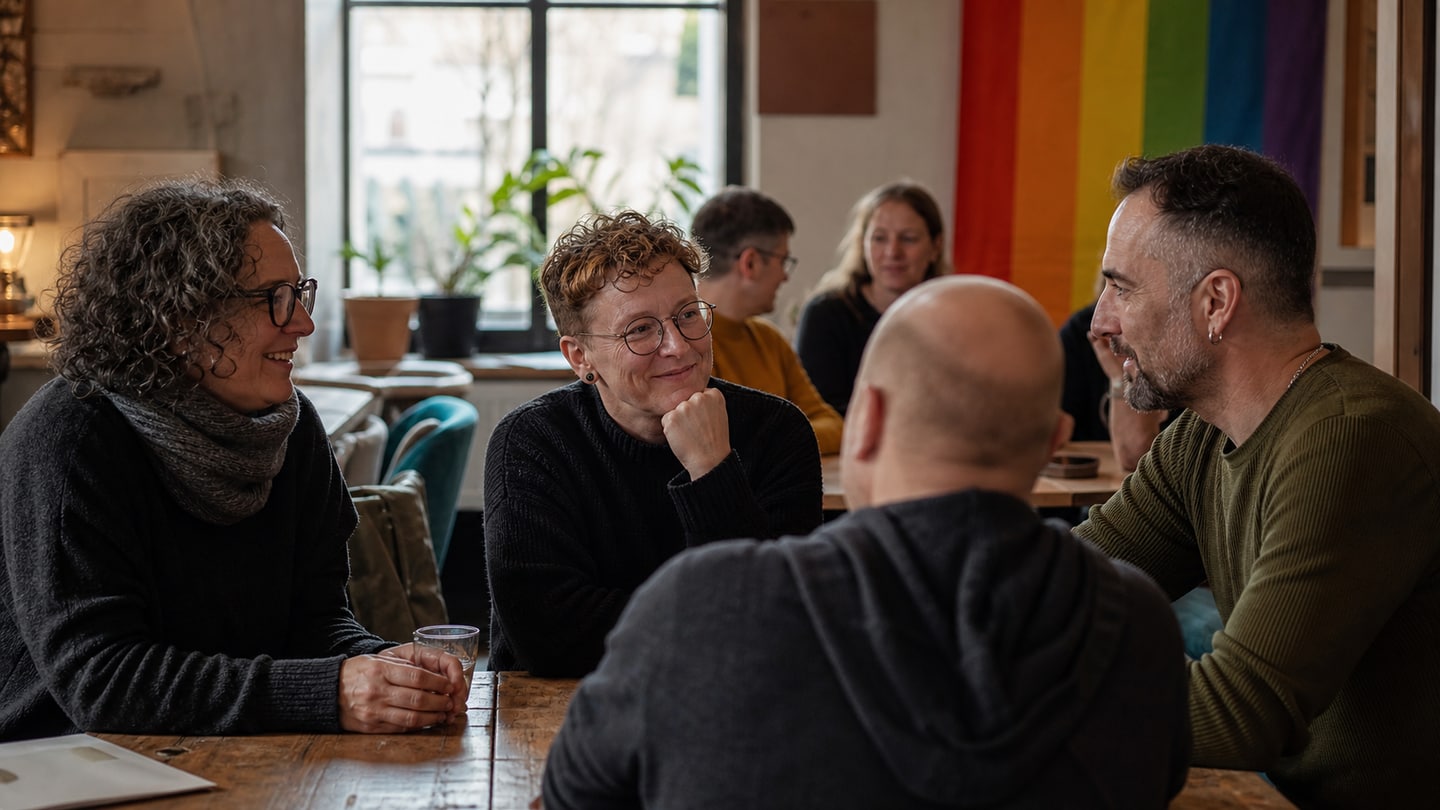 KI-generierte redaktionelle Szene zu Runder Tisch Queer Landshut; keine Aufnahme der Veranstaltung
