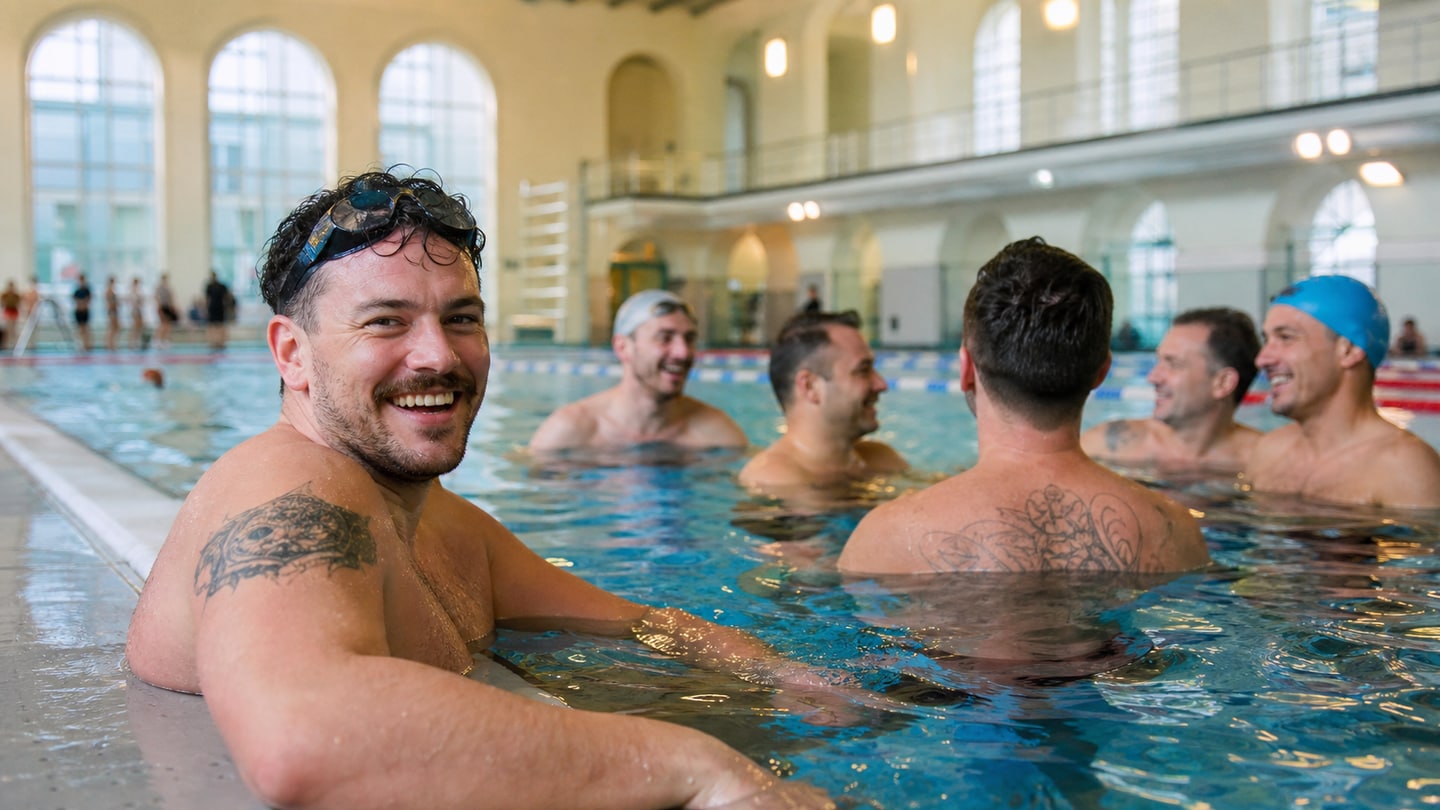 KI-generierte redaktionelle Szene zu TIN-Schwimmen München; keine Aufnahme der Veranstaltung