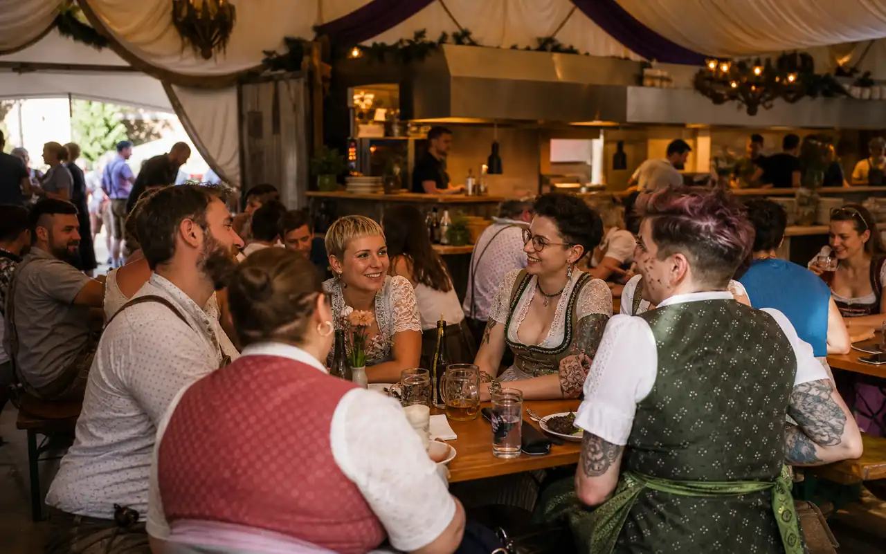KI-generiertes redaktionelles Motiv zu Queeres Wiesn-Finale 2026 in München